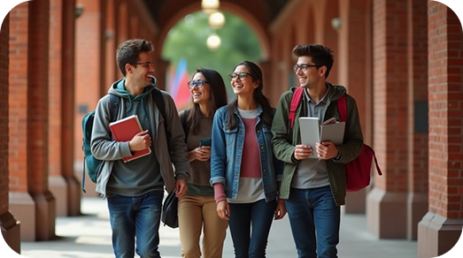Students walking on campus